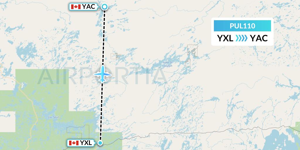 PUL110 Ornge Air Flight Map: Sioux Lookout to Cat Lake