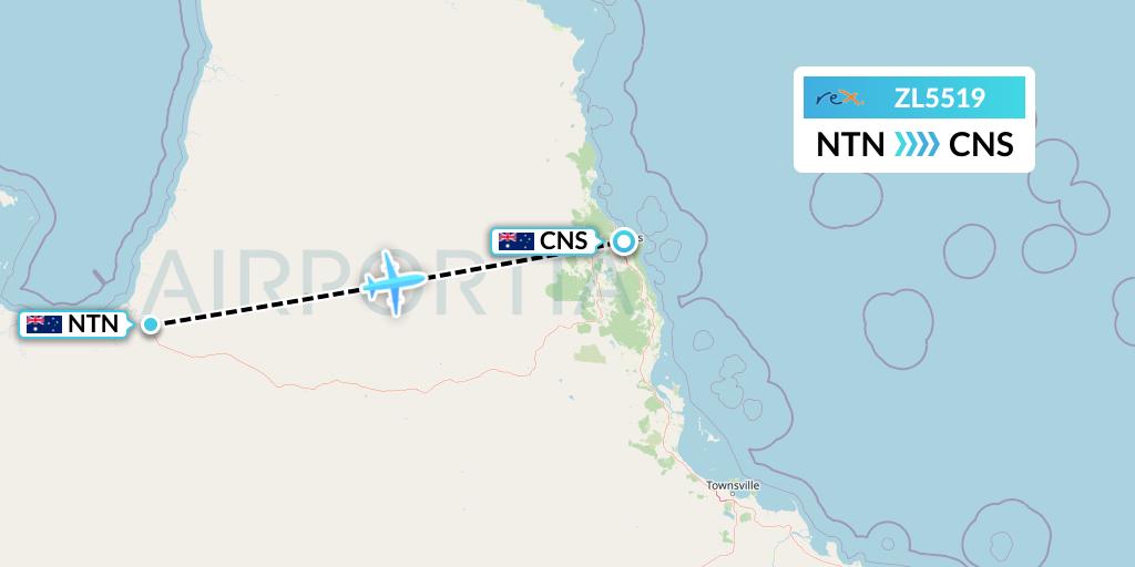 ZL5519 Regional Express Flight Map: Normanton to Cairns