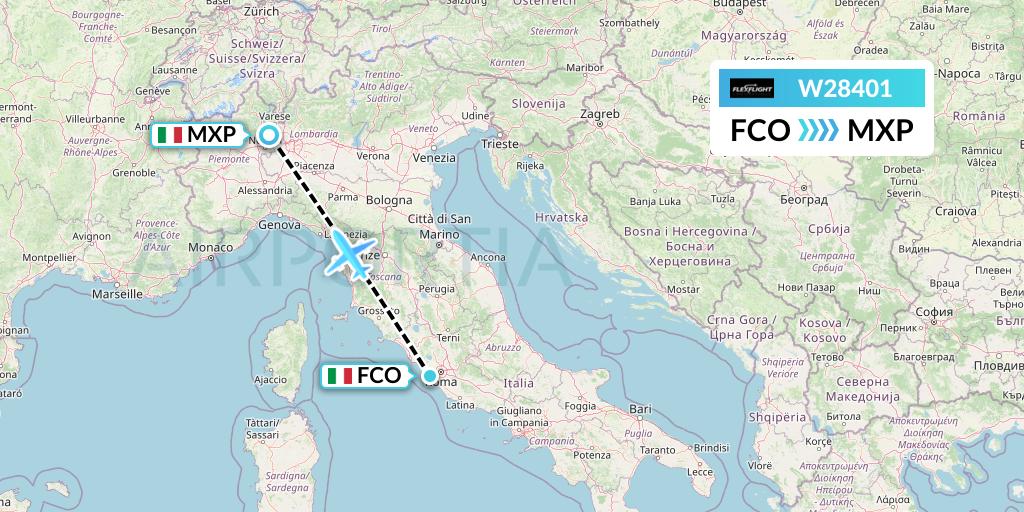 W28401 Flex Flight Flight Map: Rome to Milan