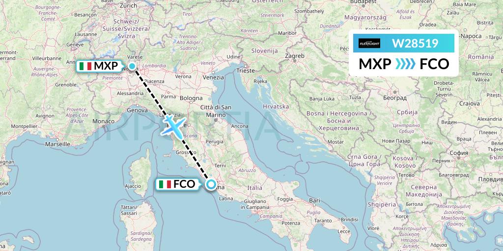 W28519 Flex Flight Flight Map: Milan to Rome