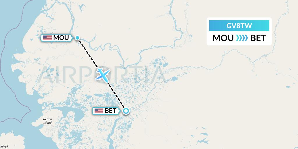 GV8TW Grant Aviation Flight Map: Mountain Village to Bethel
