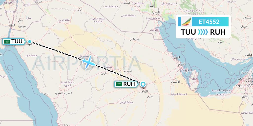 ET4552 Ethiopian Airlines Flight Map: Tabuk to Riyadh