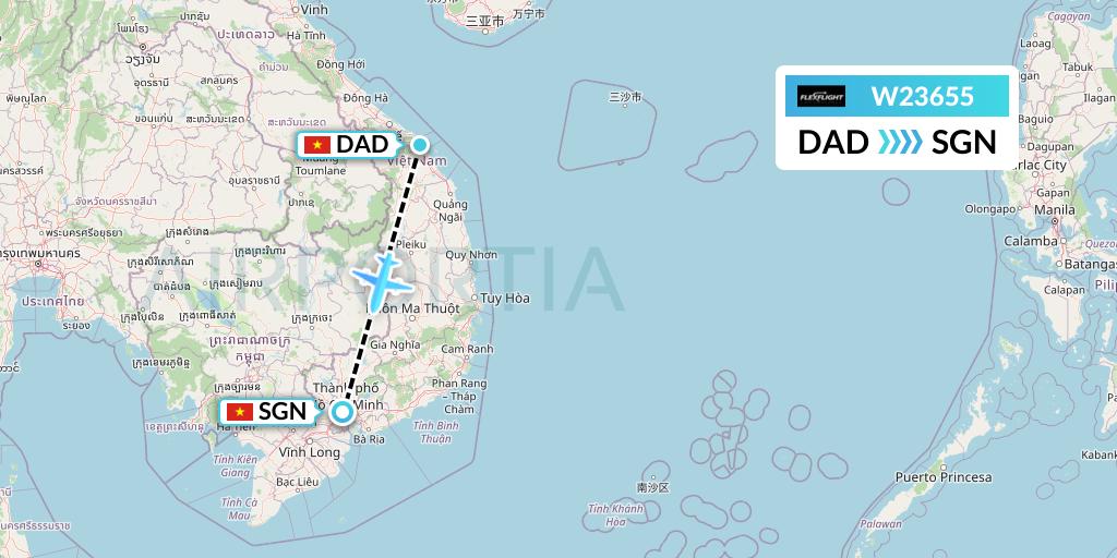 W23655 Flex Flight Flight Map: Da Nang to Ho Chi Minh City