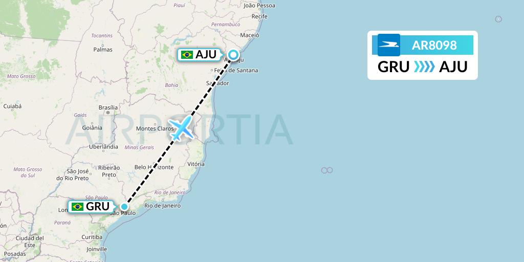 AR8098 Aerolineas Argentinas Flight Map: Sao Paulo to Aracaju