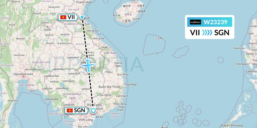 W23239 Flex Flight Flight Map: Vinh to Ho Chi Minh City
