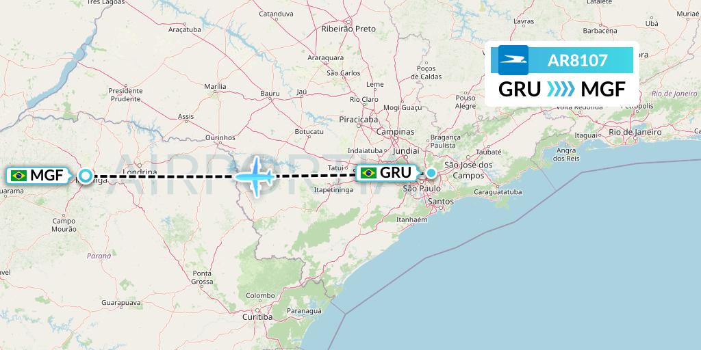 AR8107 Aerolineas Argentinas Flight Map: Sao Paulo to Maringa