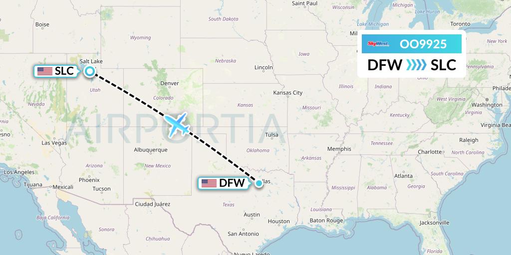 OO9925 SkyWest Airlines Flight Map: Dallas to Salt Lake City
