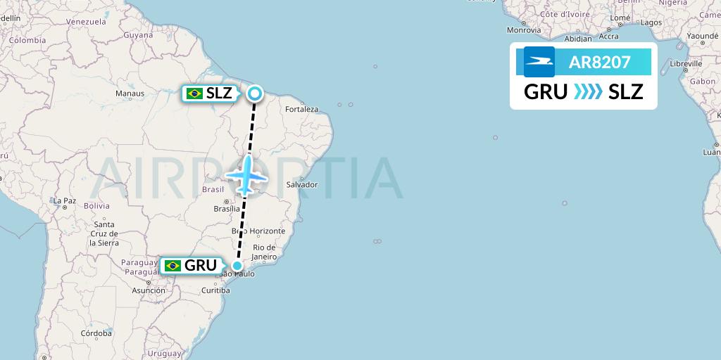 AR8207 Aerolineas Argentinas Flight Map: Sao Paulo to Sao Luis