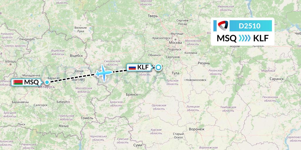 D2510 Severstal Aircompany Flight Map: Minsk to Kaluga