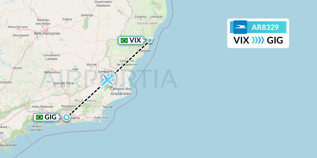 AR8329 Aerolineas Argentinas Flight Map: Vitoria to Rio de Janeiro