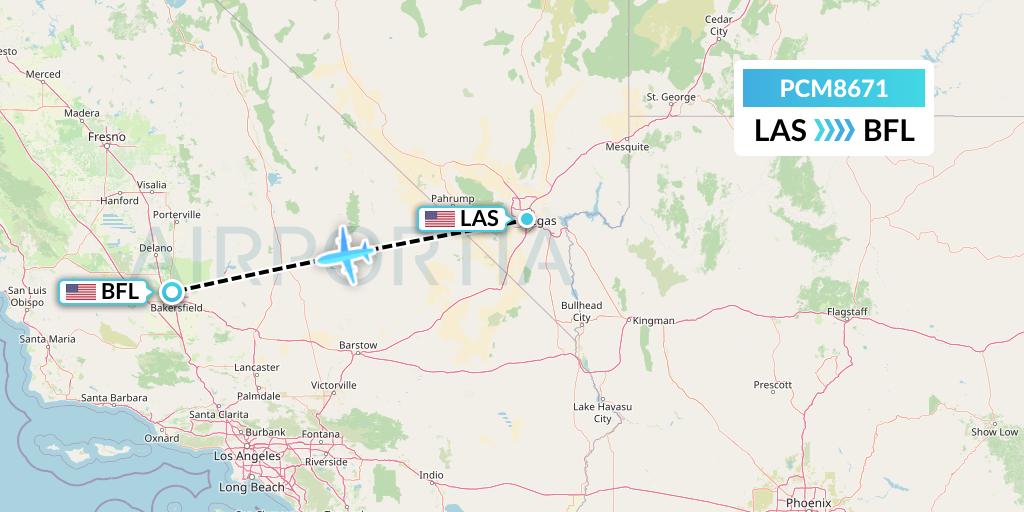 PCM8671 Westair Industries Flight Map: Las Vegas to Bakersfield