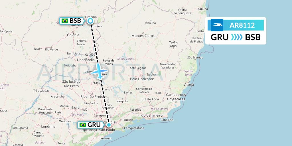 AR8112 Aerolineas Argentinas Flight Map: Sao Paulo to Brasilia