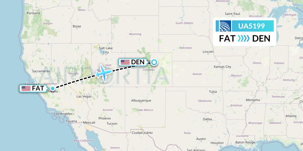 UA5199 United Airlines Flight Map: Fresno to Denver