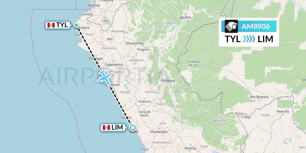 AM8906 Aeromexico Flight Map: Talara to Lima