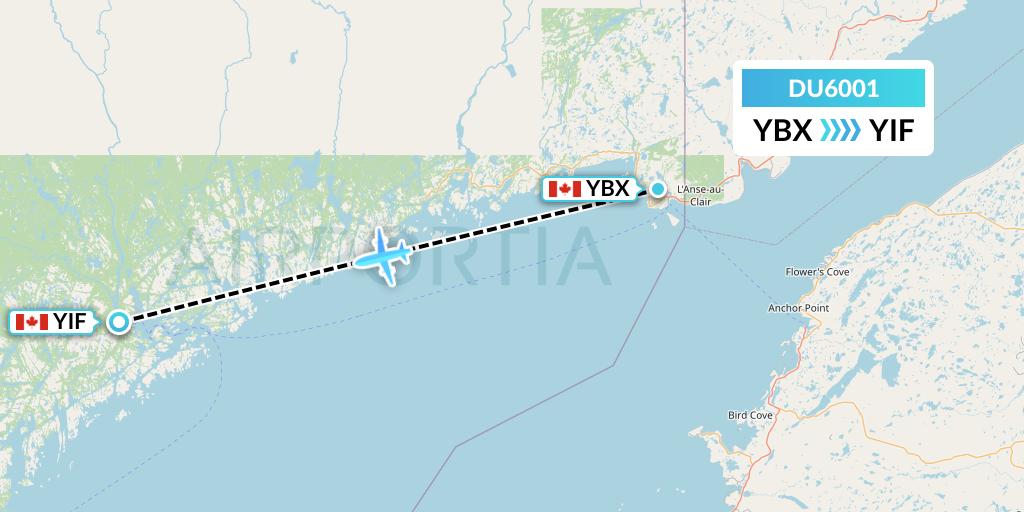 DU6001 Sky Jet M.g. Inc Flight Map: Blanc-Sablon to St-Augustin