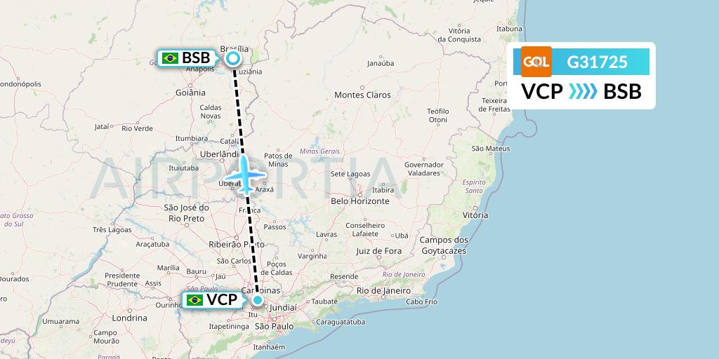G31725 GOL Transportes Aeros Flight Map: Campinas to Brasilia