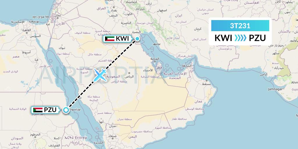 3T231 Flight Status Tarco Airlines: Kuwait City to Port Sudan (TRQ231)