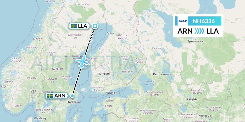NH6336 All Nippon Airways Flight Map: Stockholm to Lulea