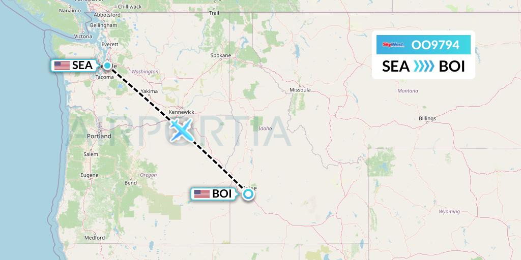OO9794 SkyWest Airlines Flight Map: Seattle to Boise