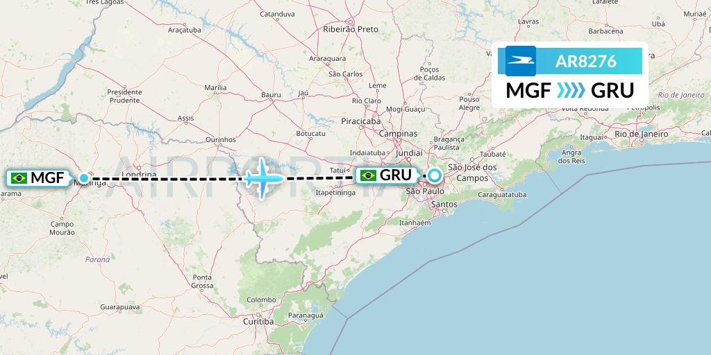 AR8276 Aerolineas Argentinas Flight Map: Maringa to Sao Paulo