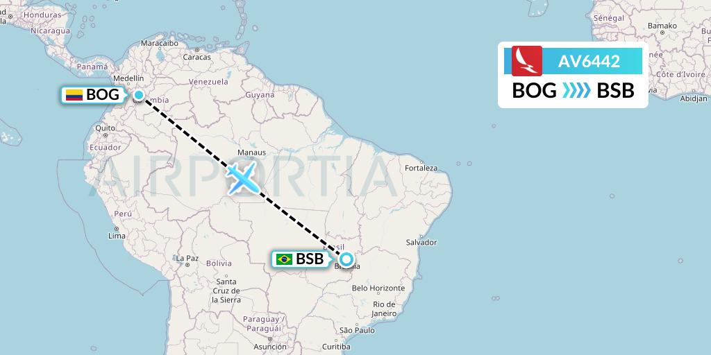 AV6442 Avianca Flight Map: Bogota to Brasilia