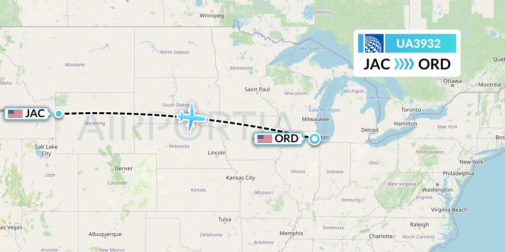 UA3932 United Airlines Flight Map: Jackson to Chicago