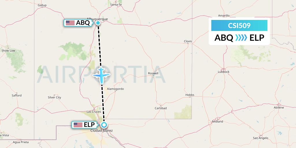 CSI509 Csi Aviation Flight Map: Albuquerque to El Paso