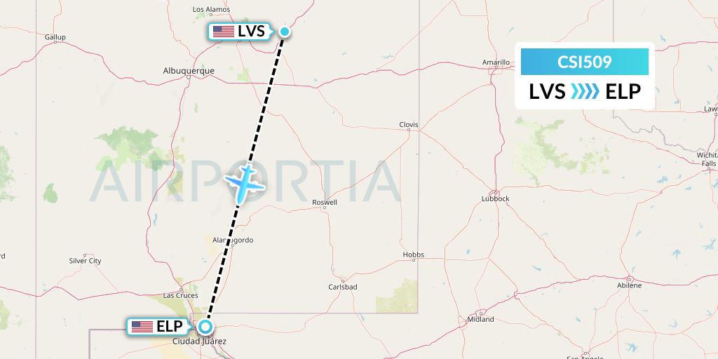 CSI509 Csi Aviation Flight Map: Las Vegas to El Paso