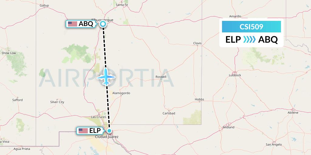 CSI509 Csi Aviation Flight Map: El Paso to Albuquerque