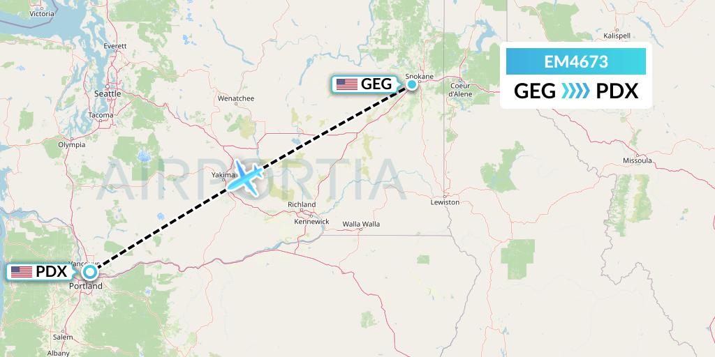 EM4673 Empire Airlines Flight Map: Spokane to Portland