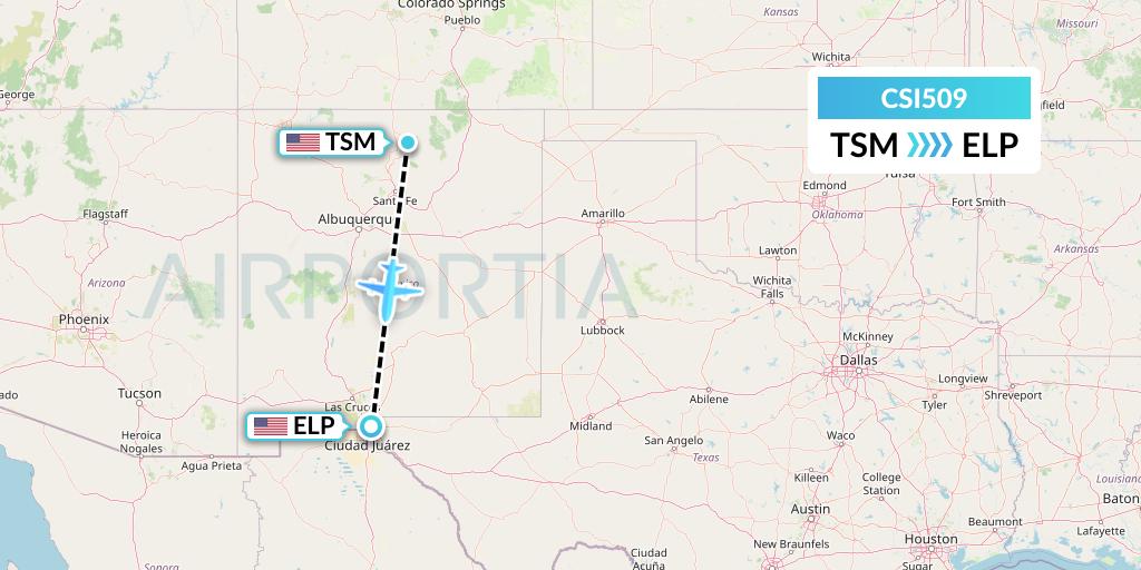 CSI509 Csi Aviation Flight Map: Taos to El Paso