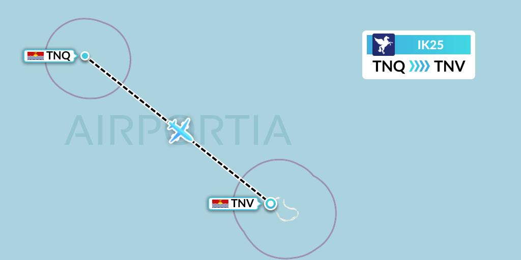 IK25 Air Kiribati Flight Map: Teraina to Tabuaeran Island