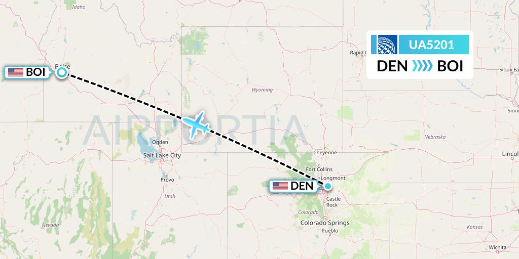 UA5201 United Airlines Flight Map: Denver to Boise