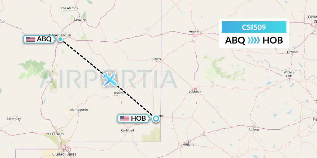 CSI509 Csi Aviation Flight Map: Albuquerque to Hobbs