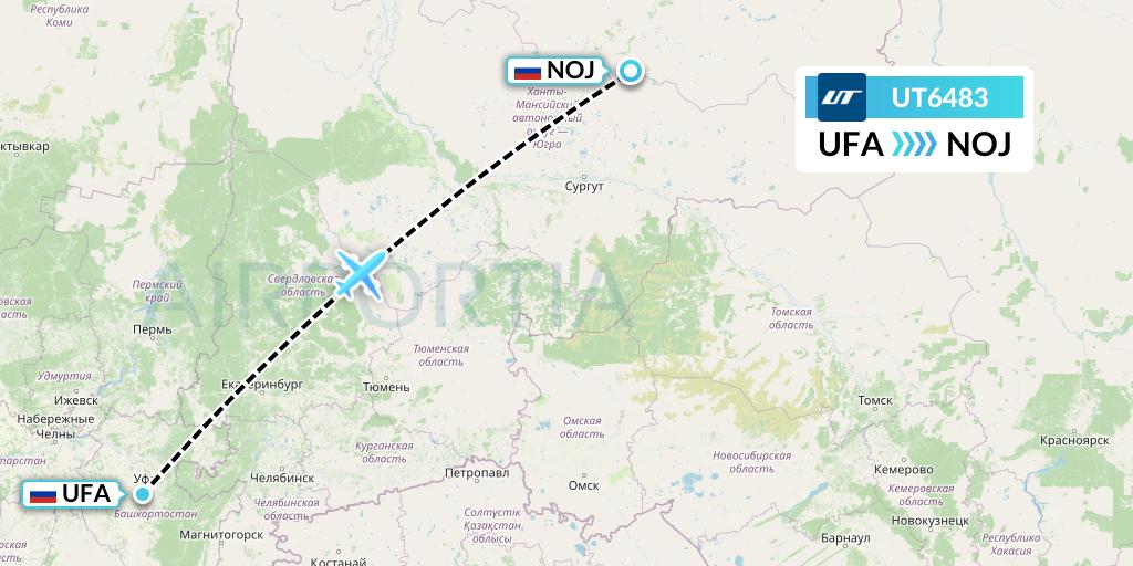 UT6483 UTair Flight Map: Ufa to Noyabrsk