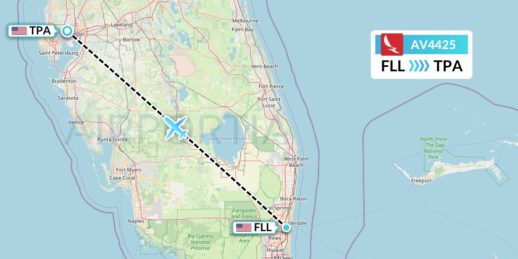 AV4425 Avianca Flight Map: Fort Lauderdale to Tampa