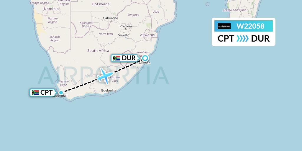 W22058 Flex Flight Flight Map: Cape Town to Durban