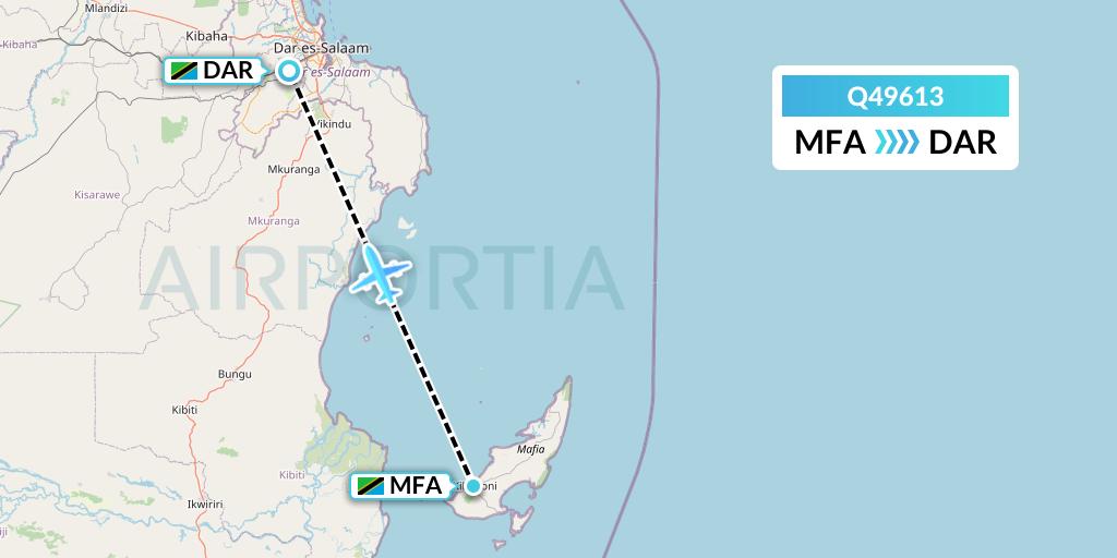 Q49613 Euroairlines Flight Map: Mafia Island to Dar-es-Salaam