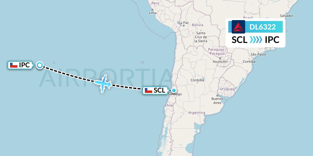 DL6322 Delta Air Lines Flight Map: Santiago to Mataveri
