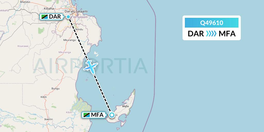 Q49610 Euroairlines Flight Map: Dar-es-Salaam to Mafia Island