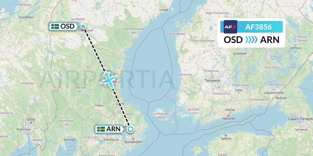 AF3856 Air France Flight Map: Ostersund to Stockholm