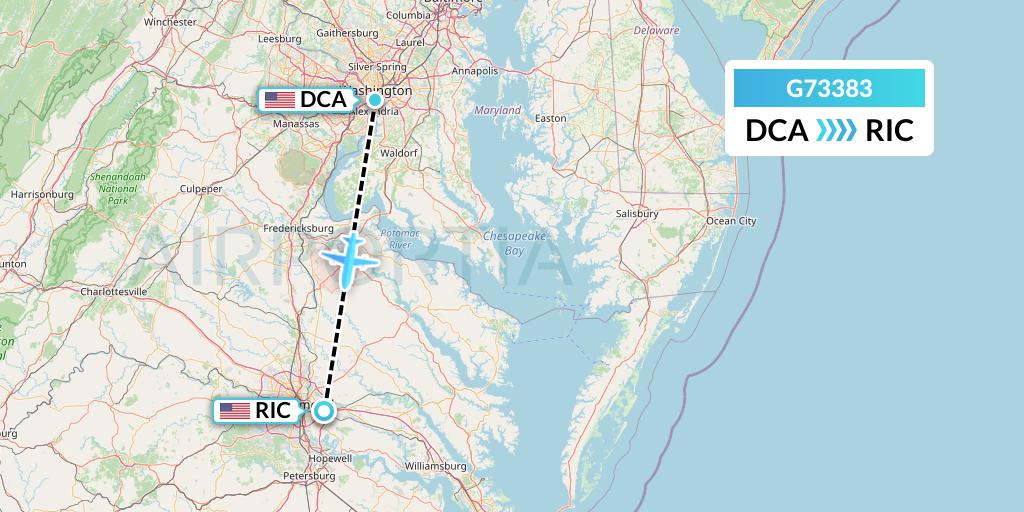 G73383 GoJet Flight Map: Washington to Richmond