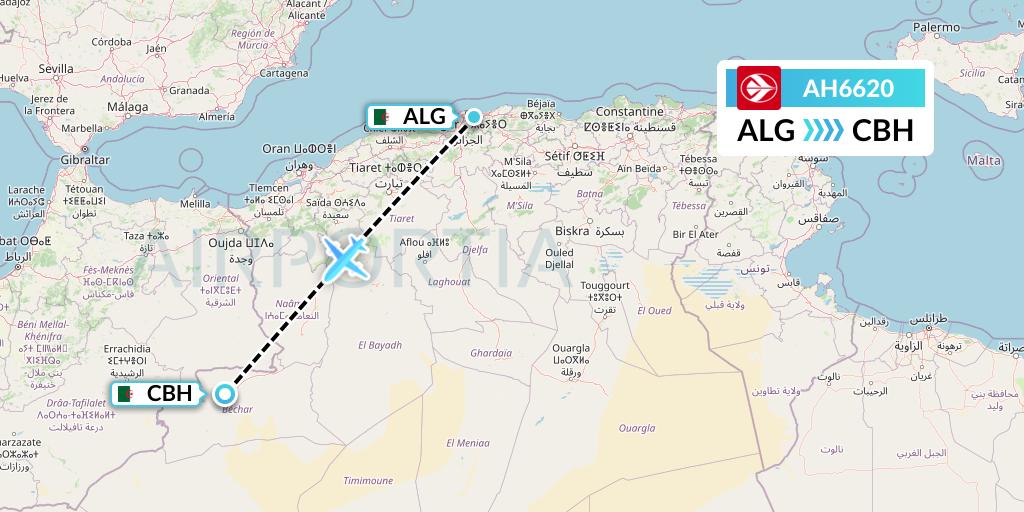 AH6620 Air Algerie Flight Map: Algiers to Bechar