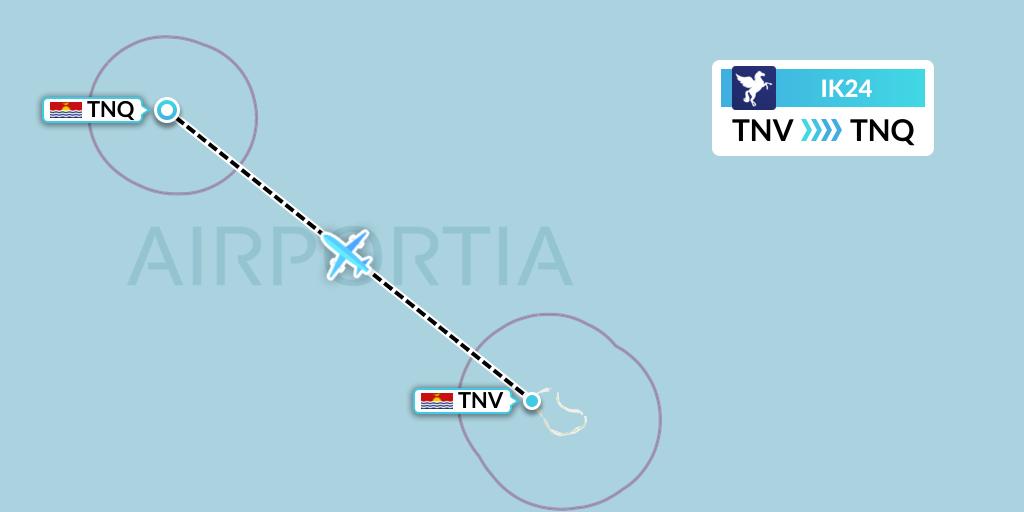 IK24 Air Kiribati Flight Map: Tabuaeran Island to Teraina