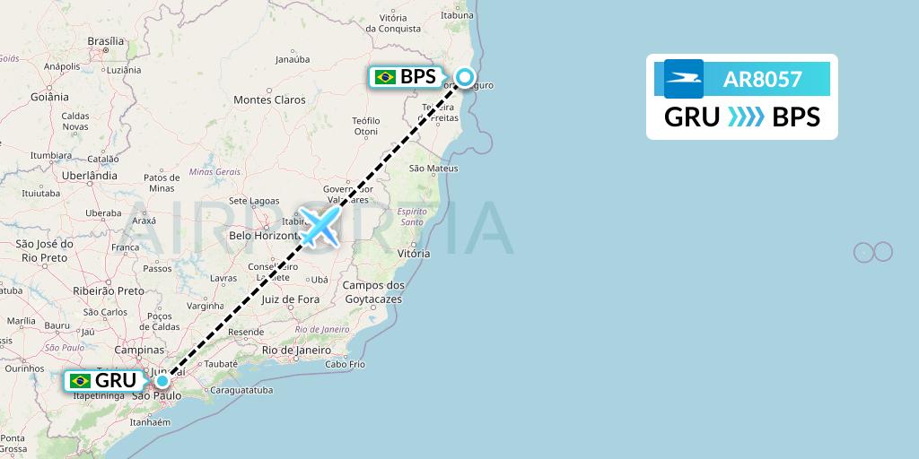 AR8057 Aerolineas Argentinas Flight Map: Sao Paulo to Porto Seguro