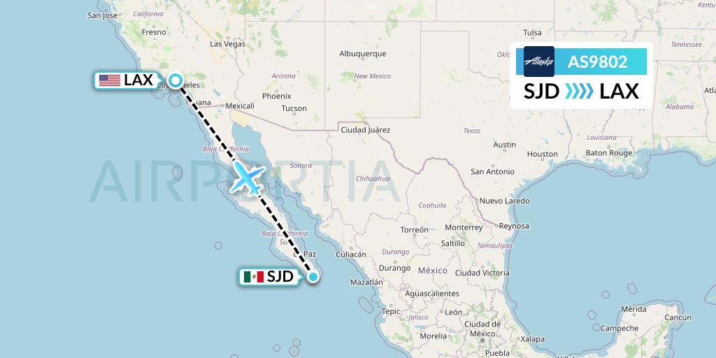 AS9802 Alaska Airlines Flight Map: San Jose del Cabo to Los Angeles