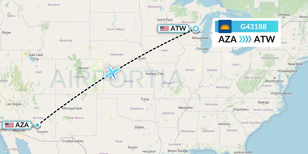 G43188 Allegiant Air Flight Map: Phoenix to Appleton