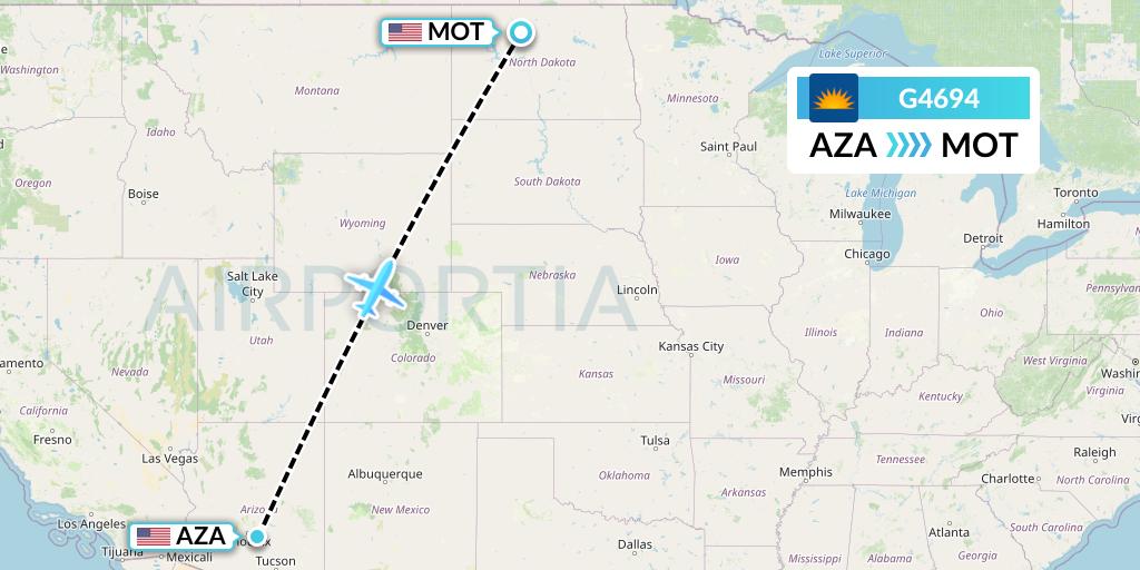 G4694 Allegiant Air Flight Map: Phoenix to Minot