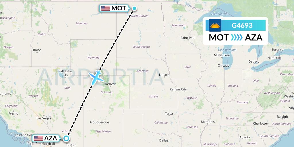 G4693 Allegiant Air Flight Map: Minot to Phoenix