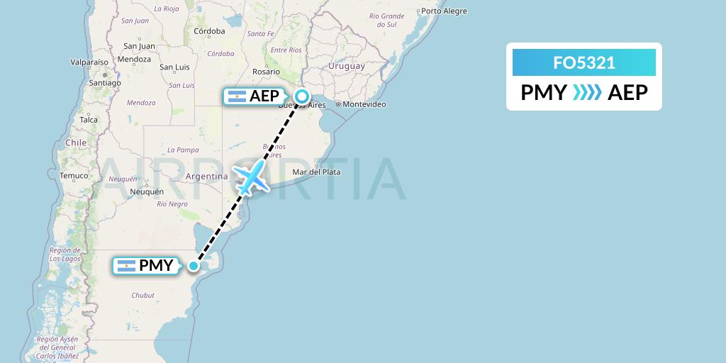FO5321 Aero Flightops Uk Limited Flight Map: Puerto Madryn to Buenos Aires